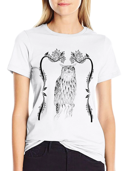 Owl Graphic Tee - Black Cotton