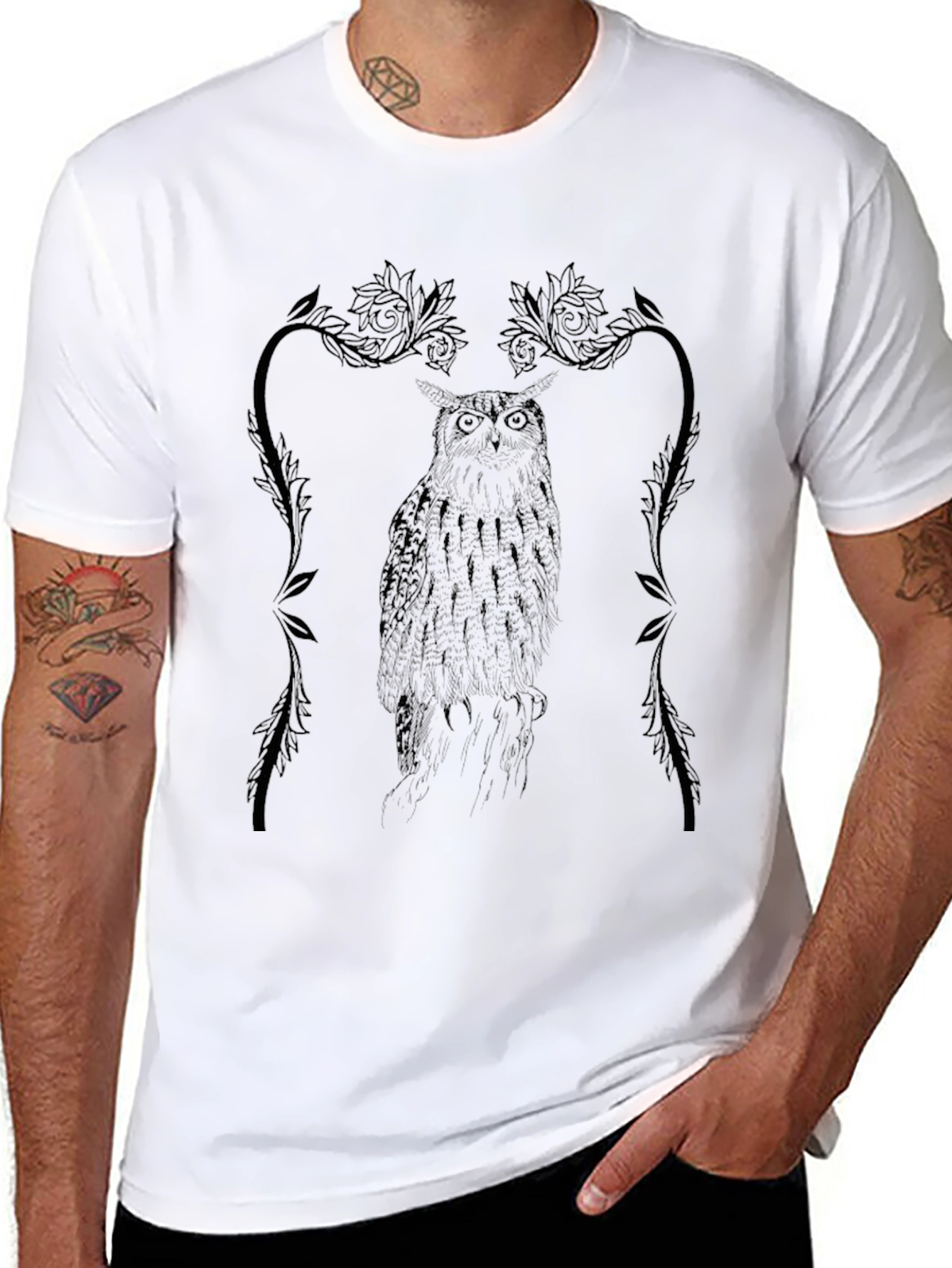 Owl Graphic Tee - Black Cotton
