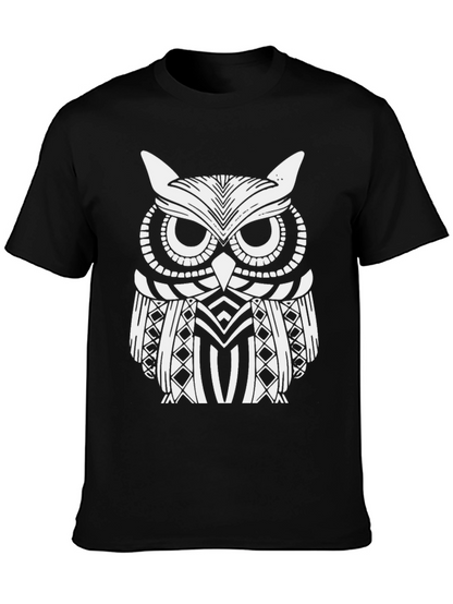 Owl Graphic Print Black T-Shirt