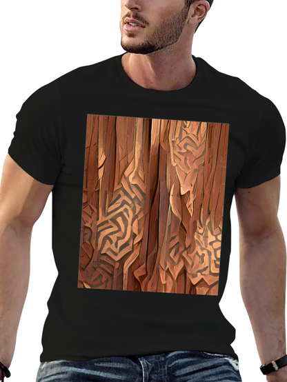Abstract Wood Pattern Black T-Shirt