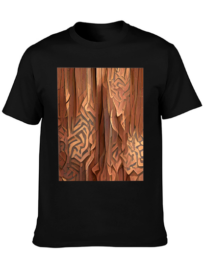 Abstract Wood Pattern Black T-Shirt