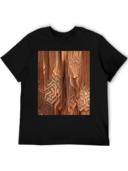 Abstract Wood Pattern Black T-Shirt