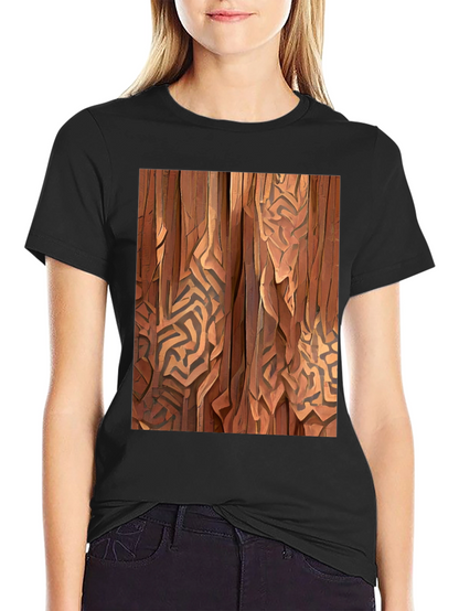 Abstract Wood Pattern Black T-Shirt