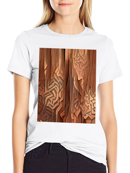 Abstract Wood Pattern Black T-Shirt