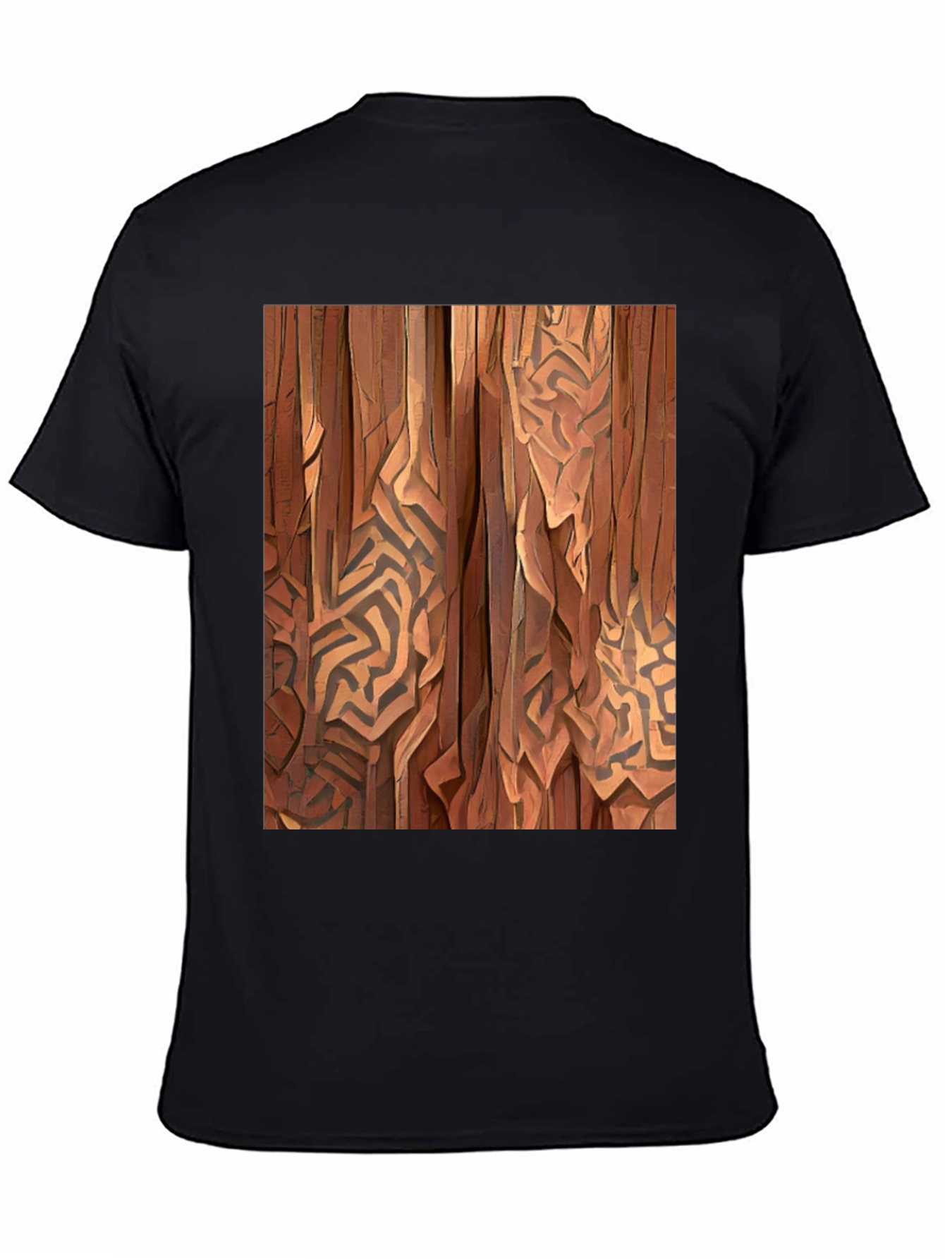 Abstract Wood Pattern Black T-Shirt