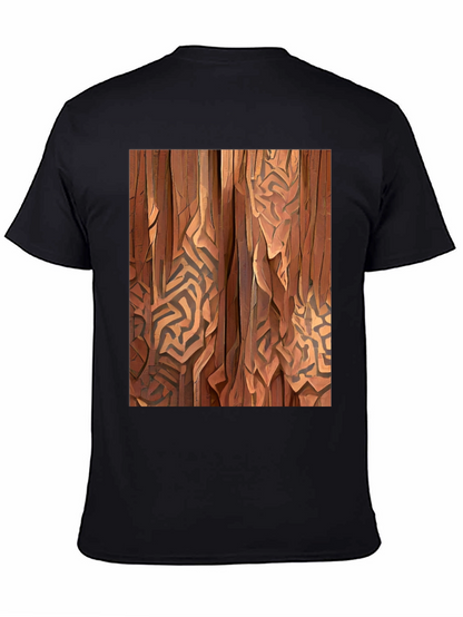 Abstract Wood Pattern Black T-Shirt