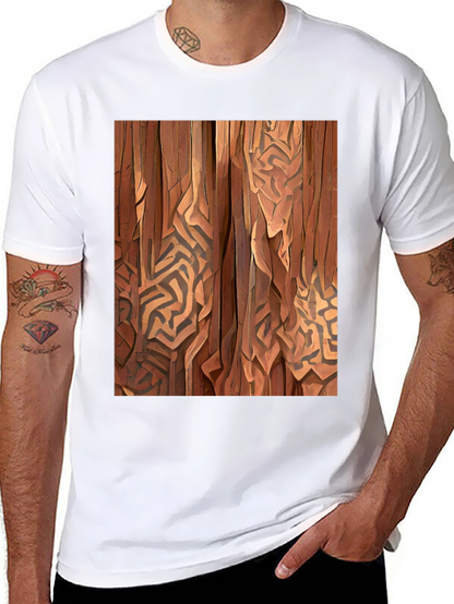 Abstract Wood Pattern Black T-Shirt