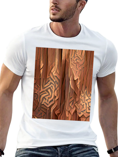 Abstract Wood Pattern Black T-Shirt