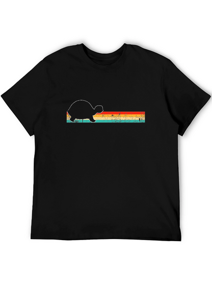 Retro Turtle Graphic Tee - Mens Black T-Shirt