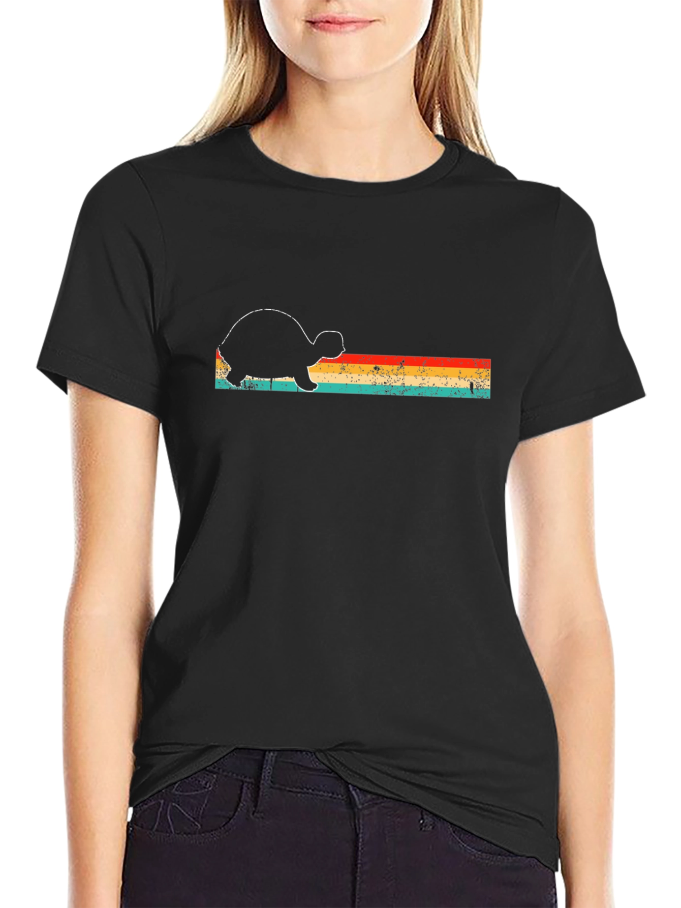 Retro Turtle Graphic Tee - Mens Black T-Shirt