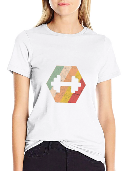 Retro Hex Dumbbell T-Shirt - Gym Workout Tee