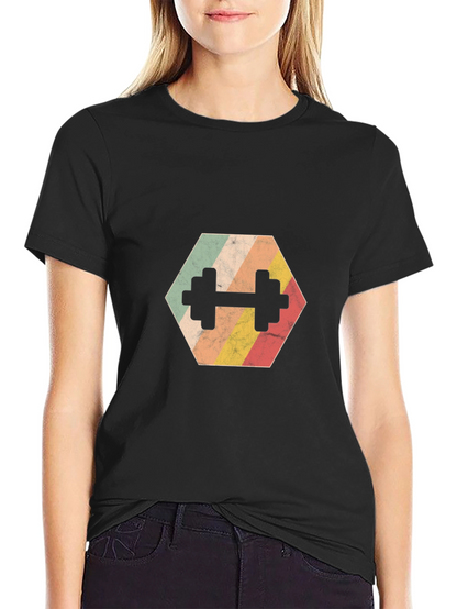 Retro Hex Dumbbell T-Shirt - Gym Workout Tee