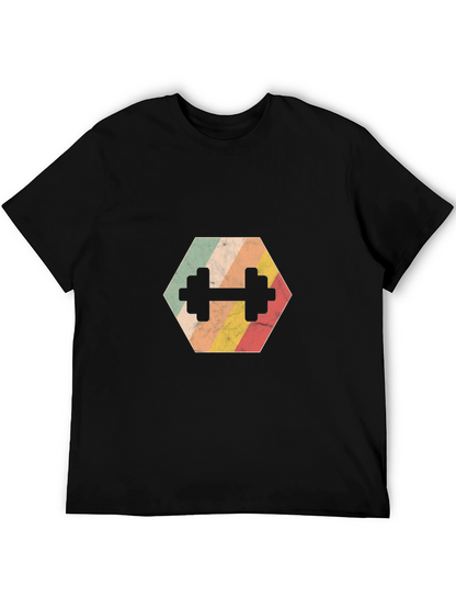 Retro Hex Dumbbell T-Shirt - Gym Workout Tee