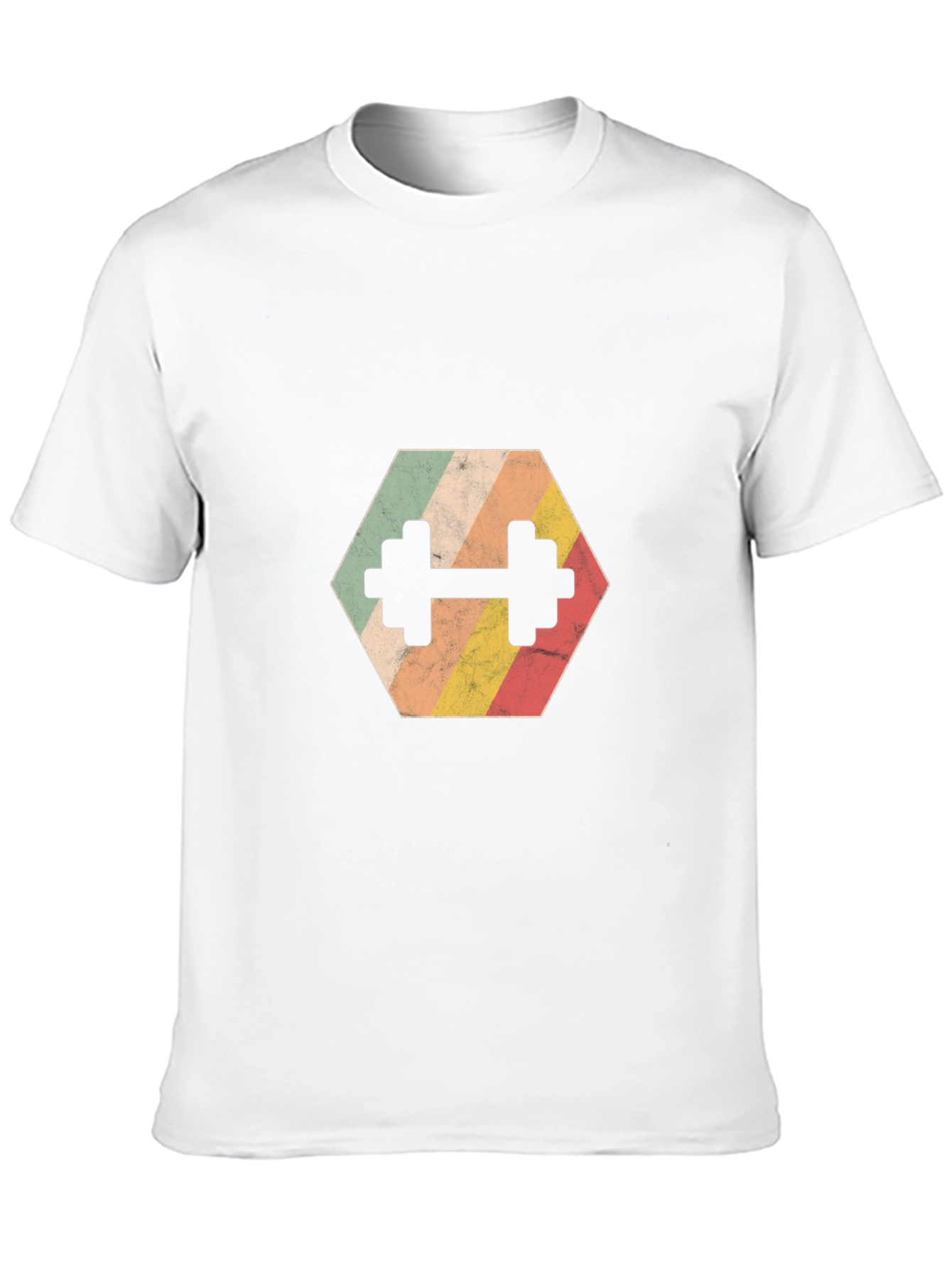 Retro Hex Dumbbell T-Shirt - Gym Workout Tee