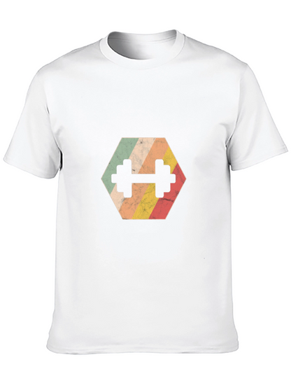 Retro Hex Dumbbell T-Shirt - Gym Workout Tee