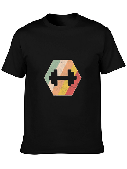 Retro Hex Dumbbell T-Shirt - Gym Workout Tee