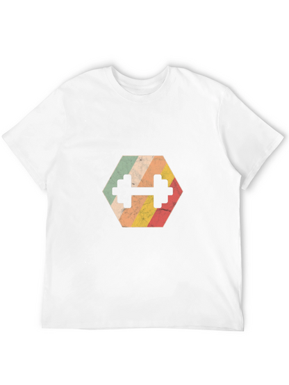 Retro Hex Dumbbell T-Shirt - Gym Workout Tee