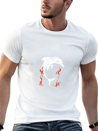 Flaming Dolphin Graphic Tee - Black