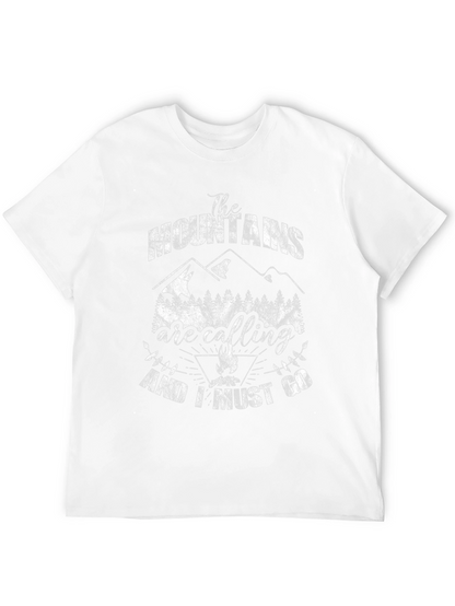 The Mountains Are Calling Mens Black Graphic Tee