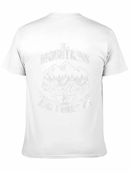 The Mountains Are Calling Mens Black Graphic Tee