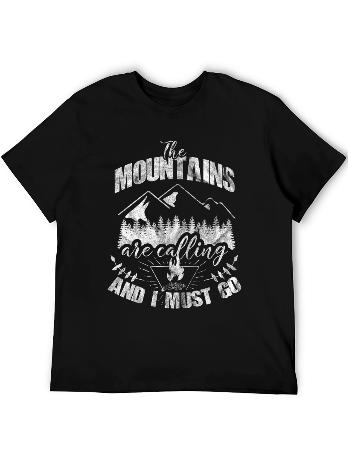 The Mountains Are Calling Mens Black Graphic Tee