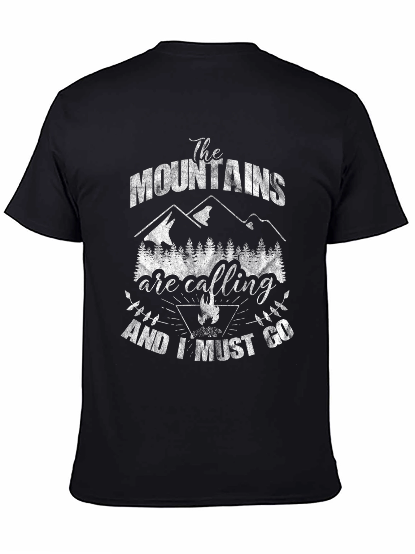 The Mountains Are Calling Mens Black Graphic Tee
