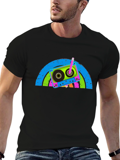 Retro Cassette Tape Rainbow Graphic Tee
