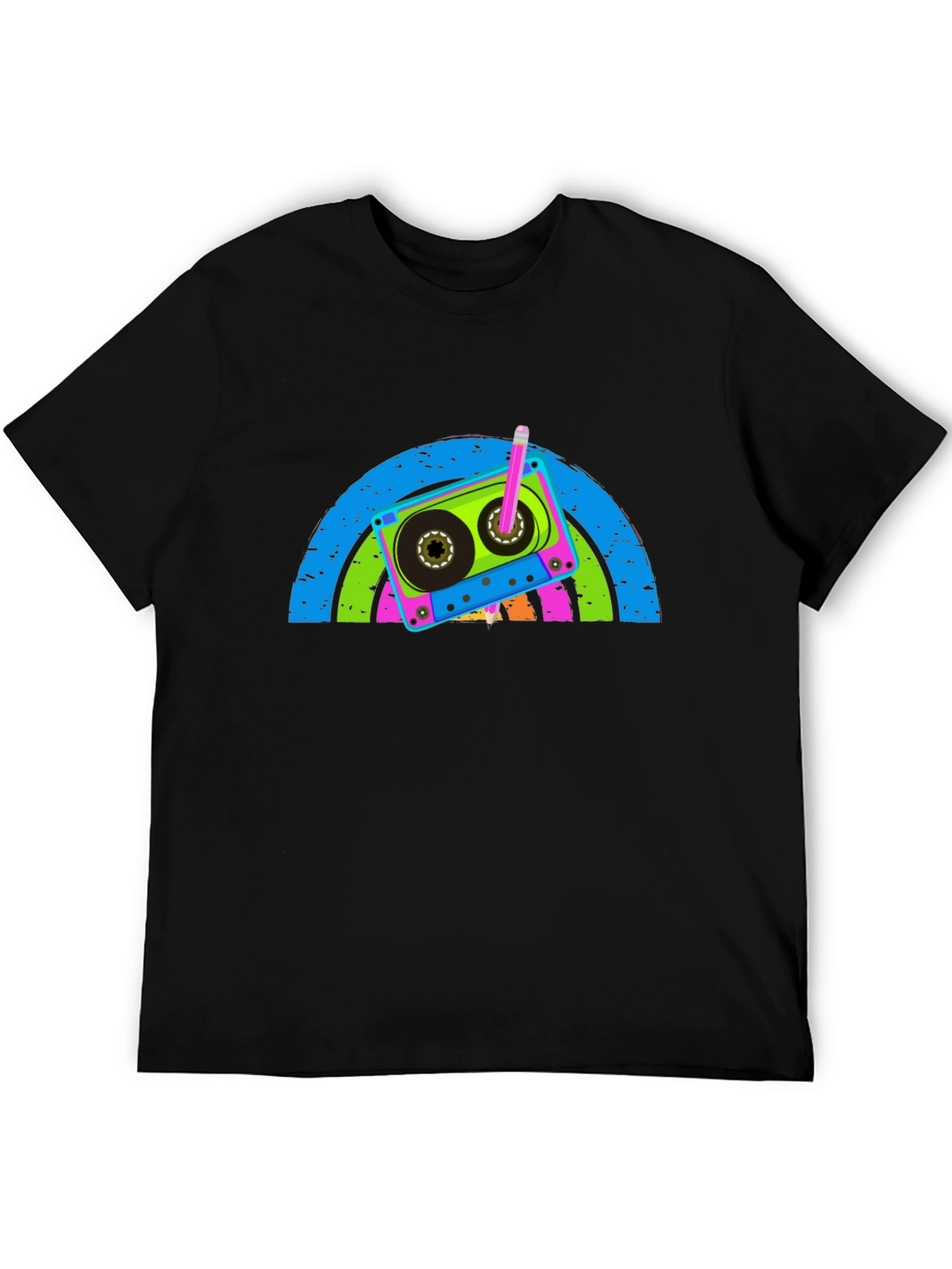 Retro Cassette Tape Rainbow Graphic Tee