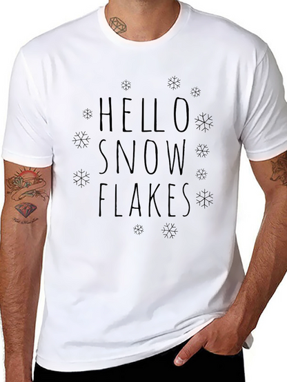 Hello Snowflakes Graphic Tee - Black Cotton Blend