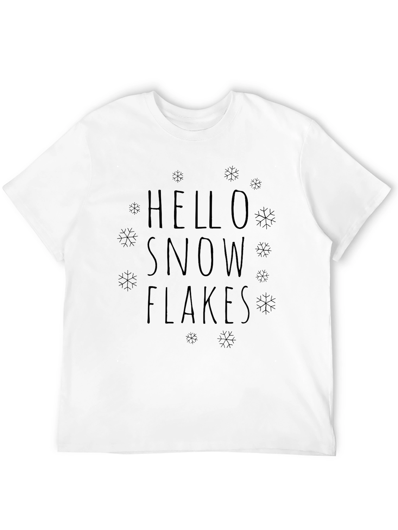 Hello Snowflakes Graphic Tee - Black Cotton Blend
