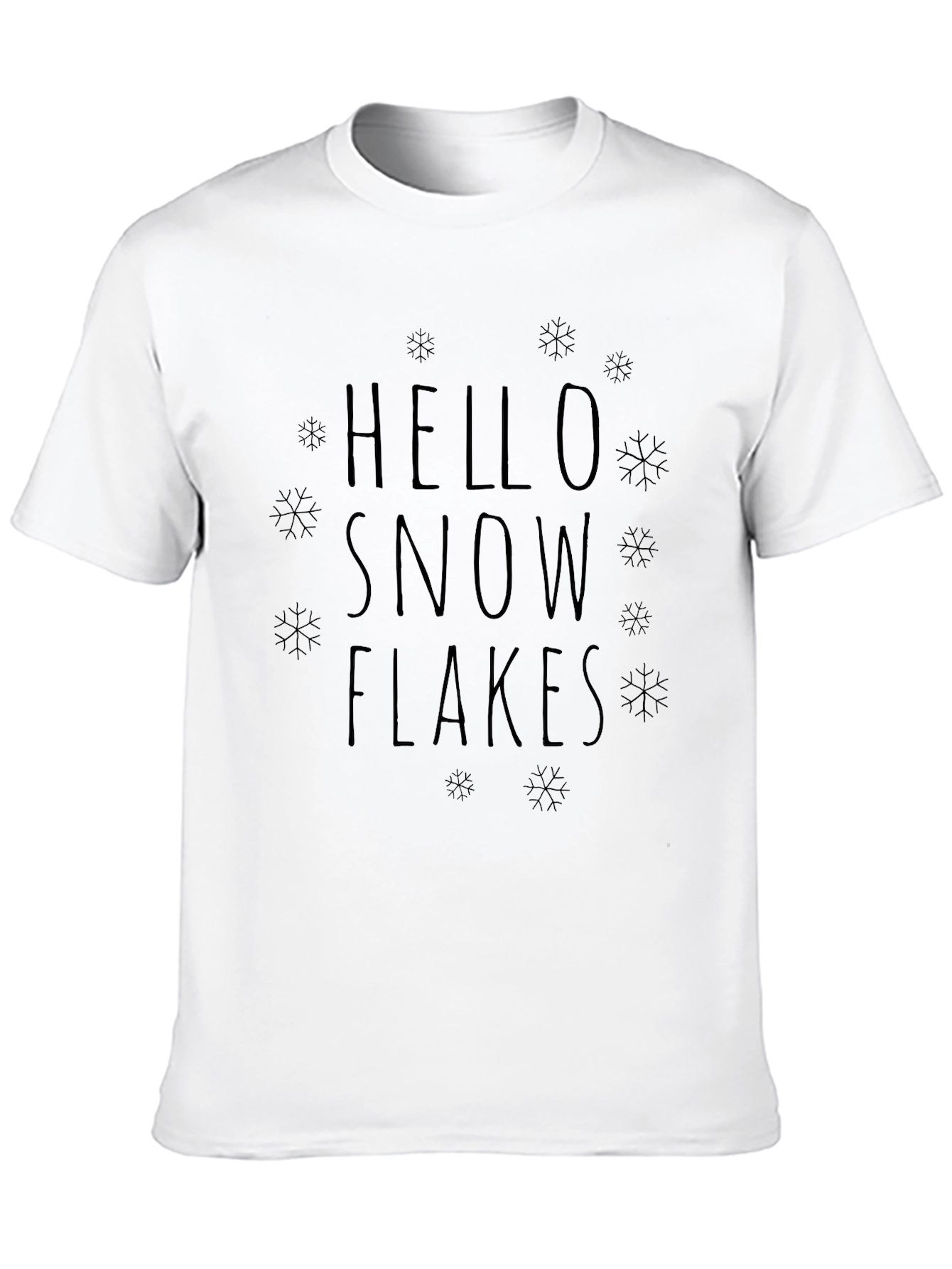 Hello Snowflakes Graphic Tee - Black Cotton Blend