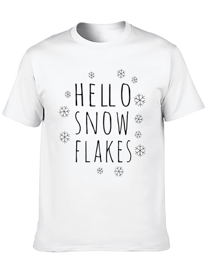 Hello Snowflakes Graphic Tee - Black Cotton Blend