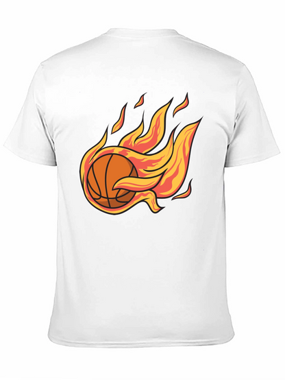 Flaming Basketball Graphic Tee - Cool Sports T-Shirt