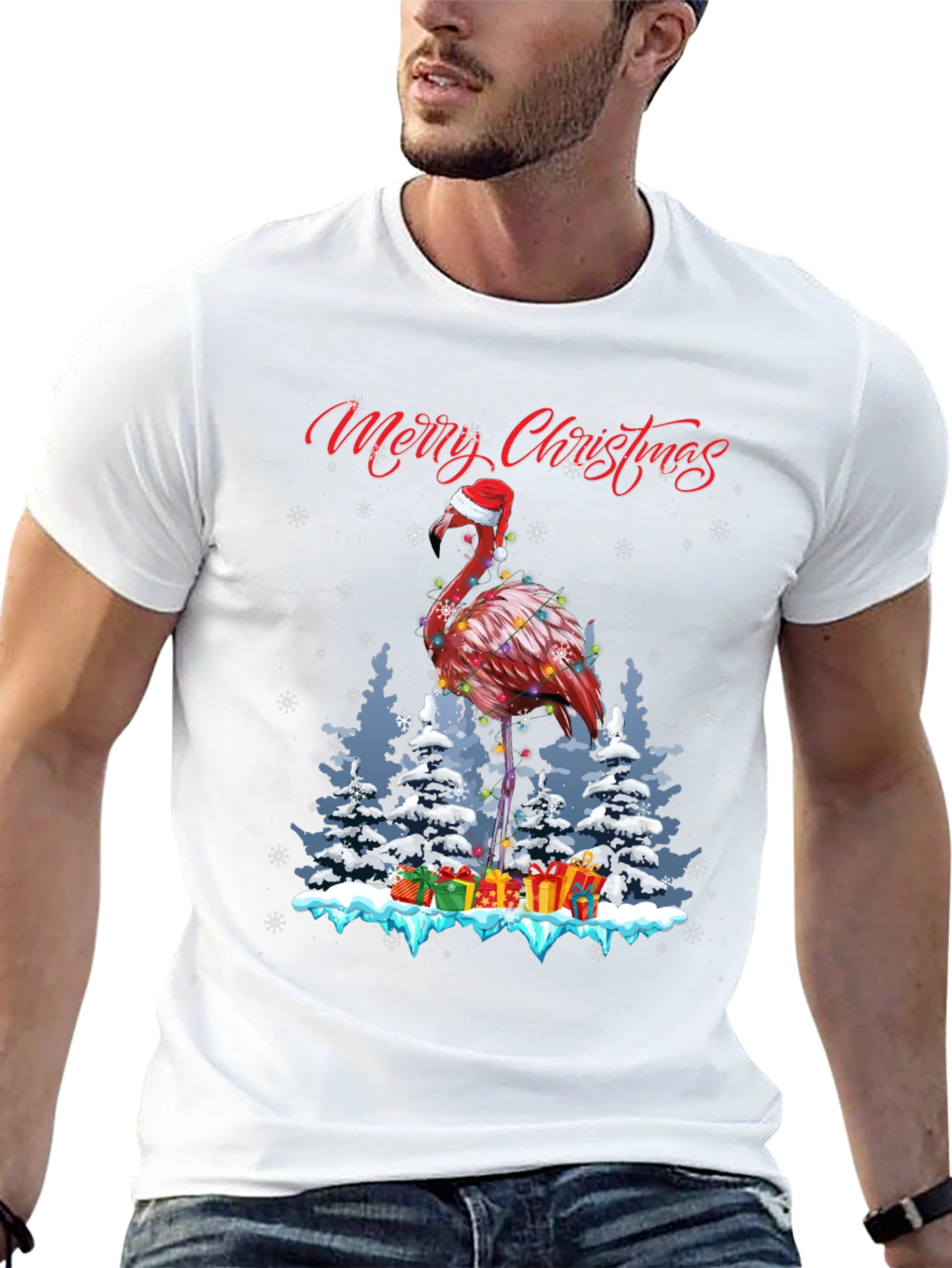 Festive Flamingo Christmas T-Shirt