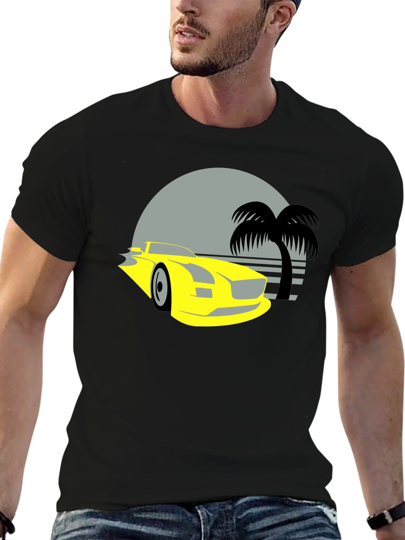 Retro Car & Palm Tree Graphic Tee