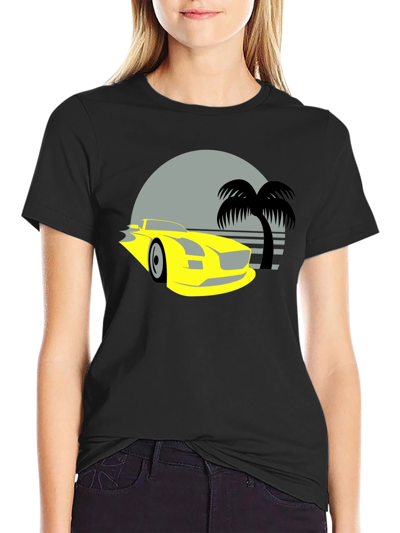 Retro Car & Palm Tree Graphic Tee