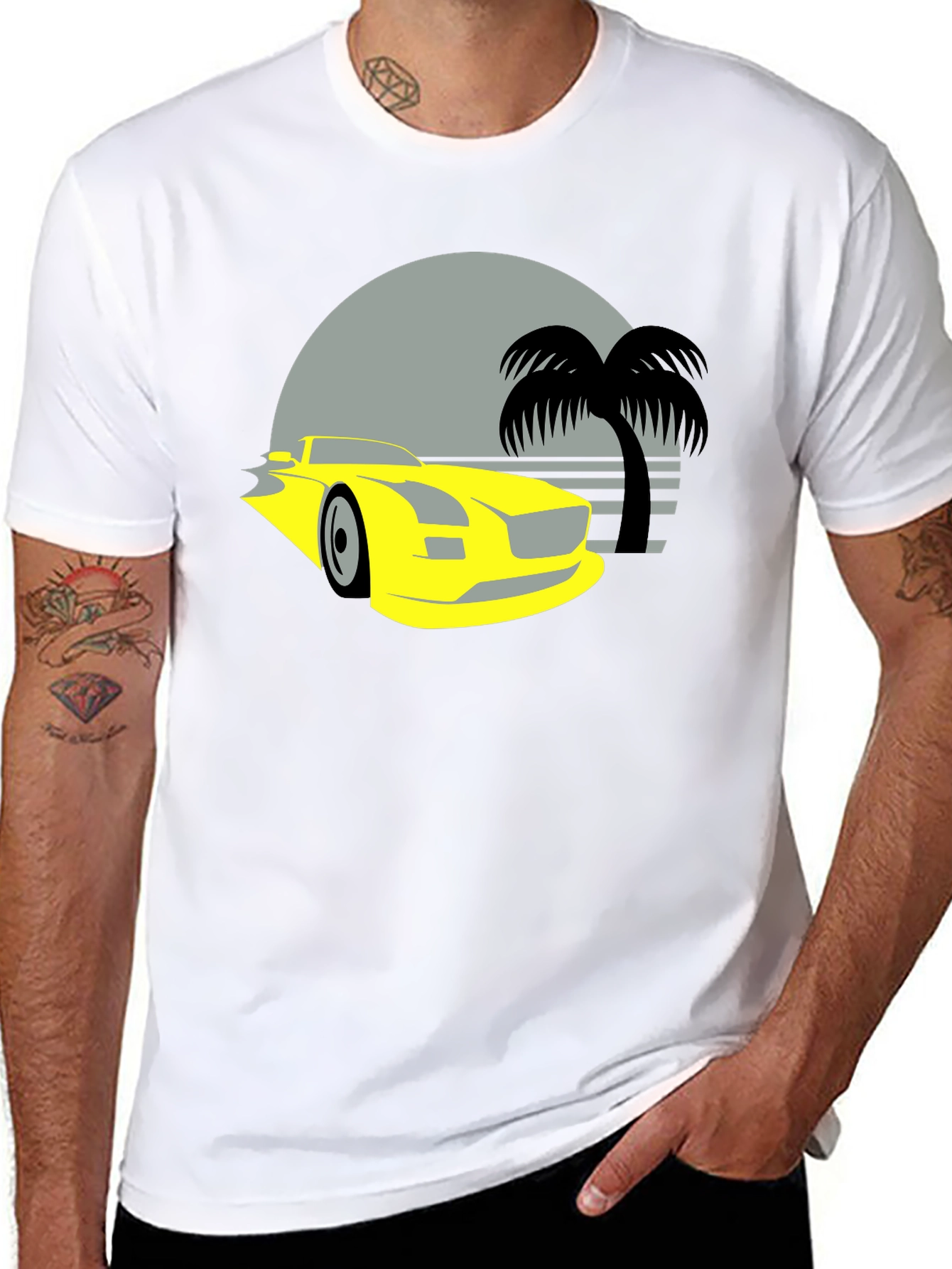 Retro Car & Palm Tree Graphic Tee