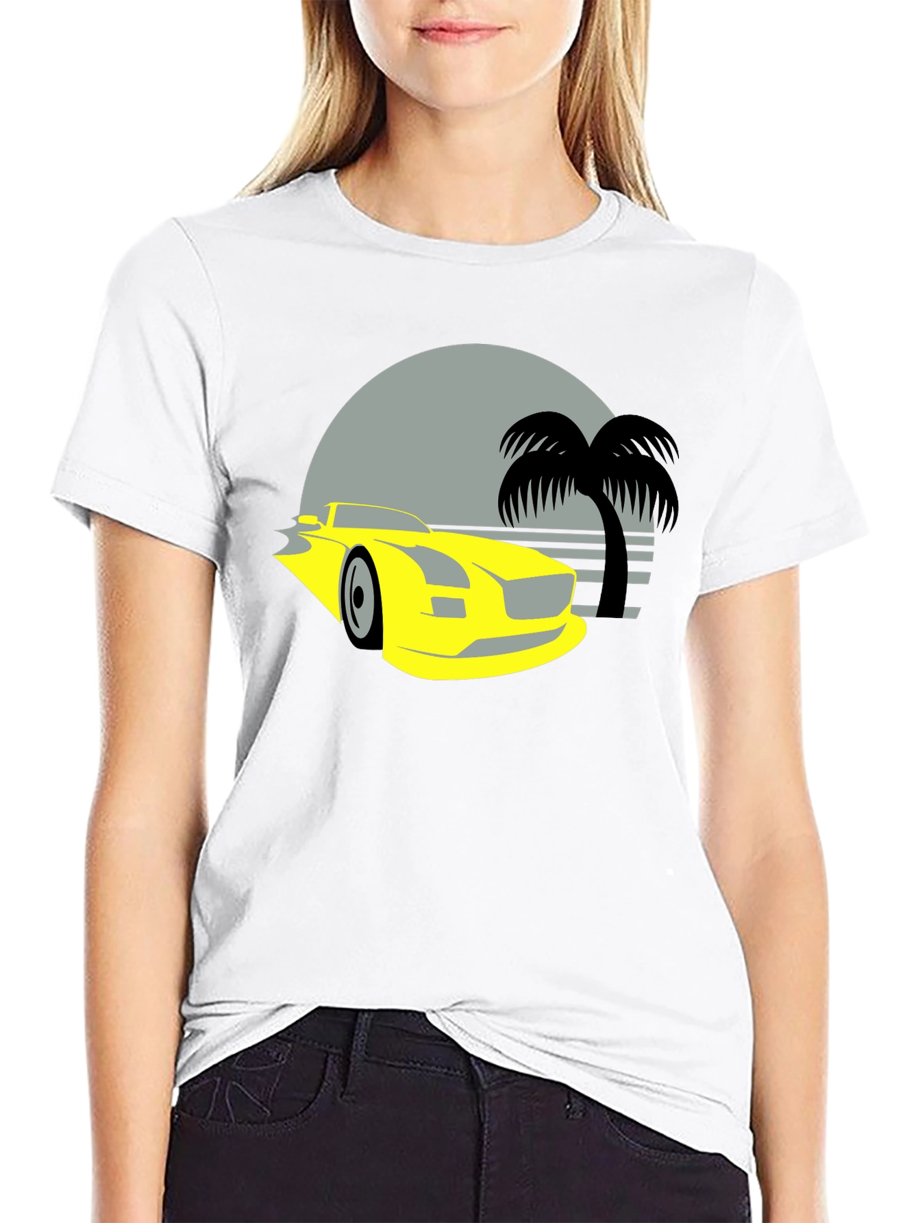 Retro Car & Palm Tree Graphic Tee