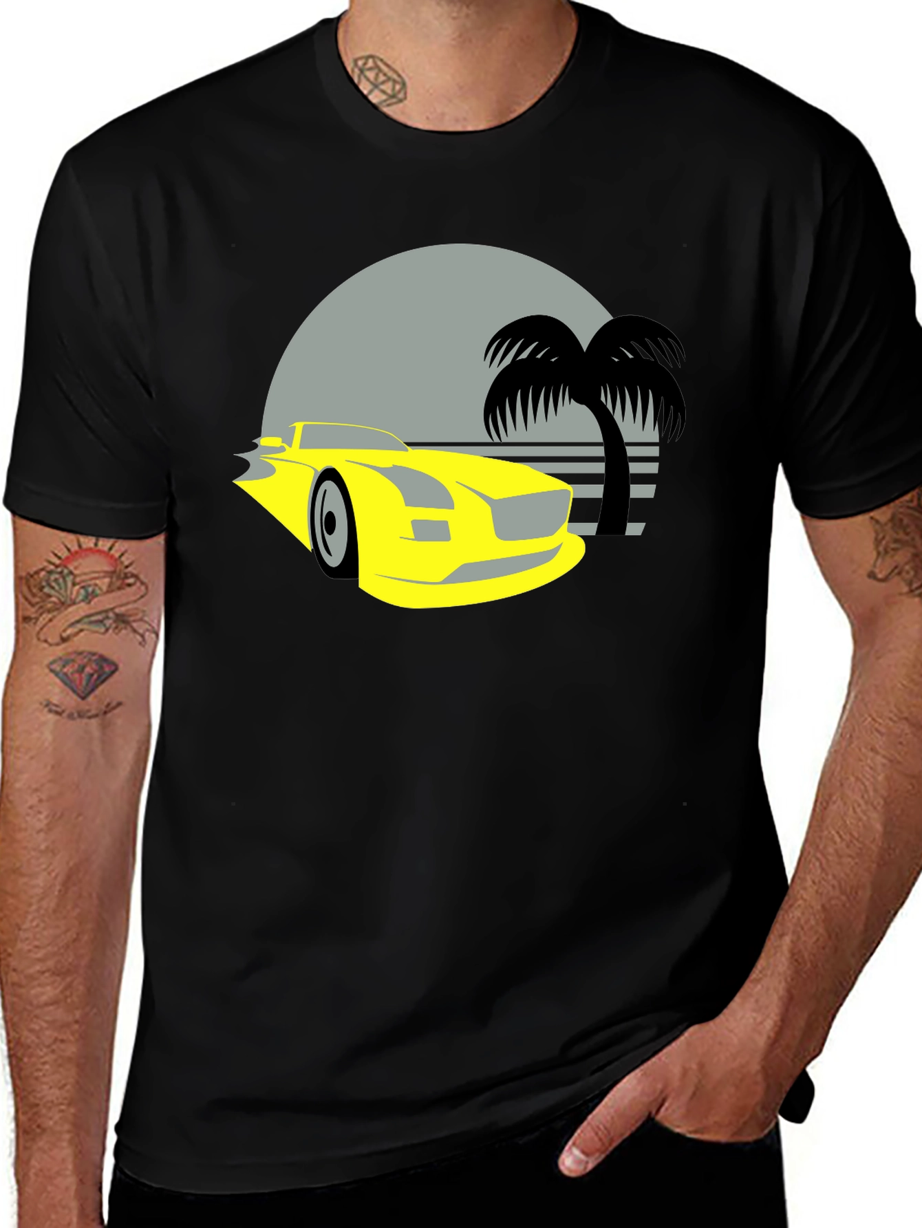 Retro Car & Palm Tree Graphic Tee