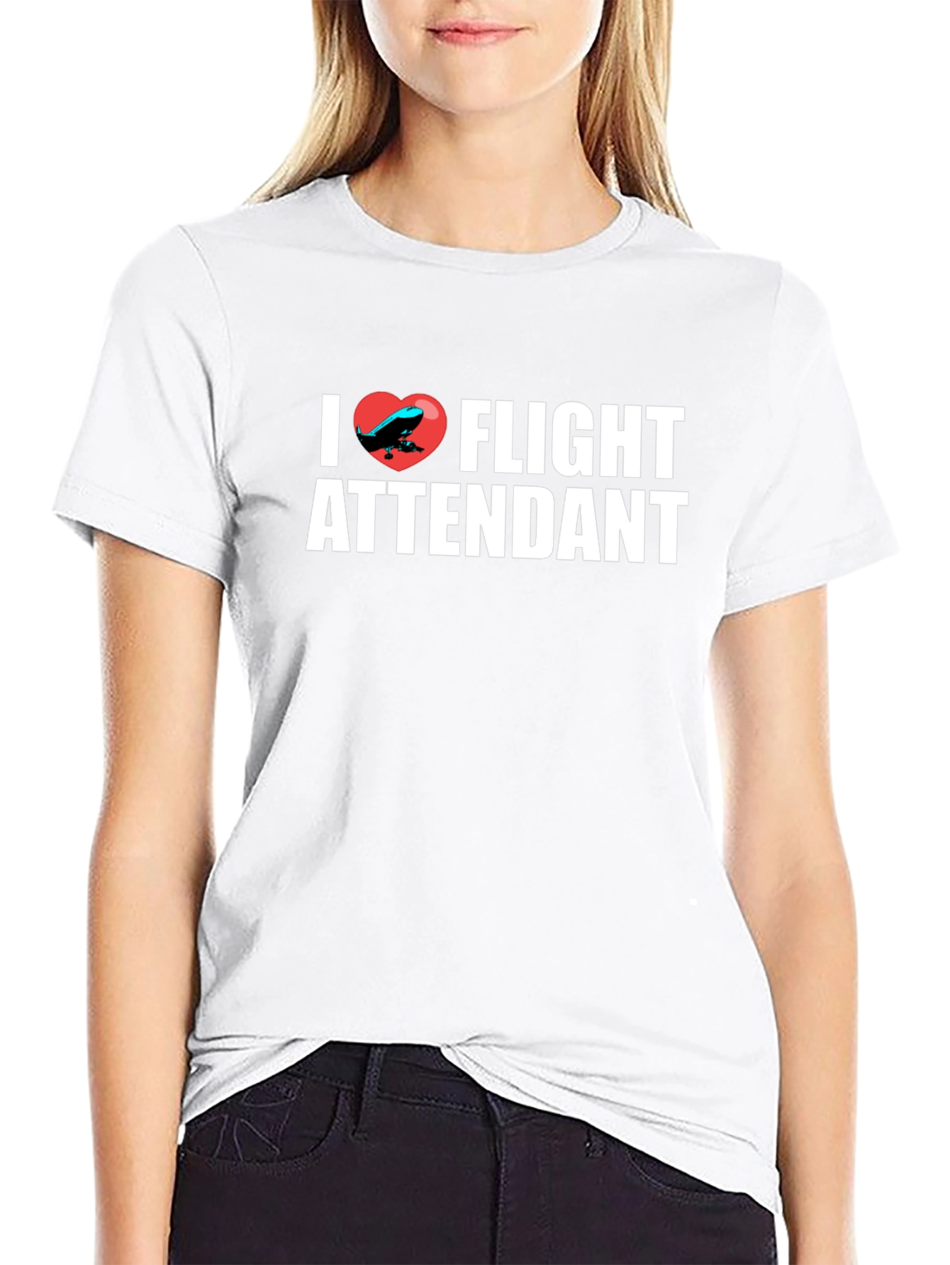 I Heart Flight Attendant Black T-Shirt