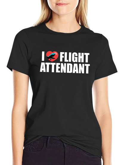 I Heart Flight Attendant Black T-Shirt