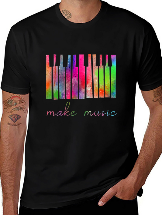 Colorful Watercolor Piano T-Shirt - Make Music