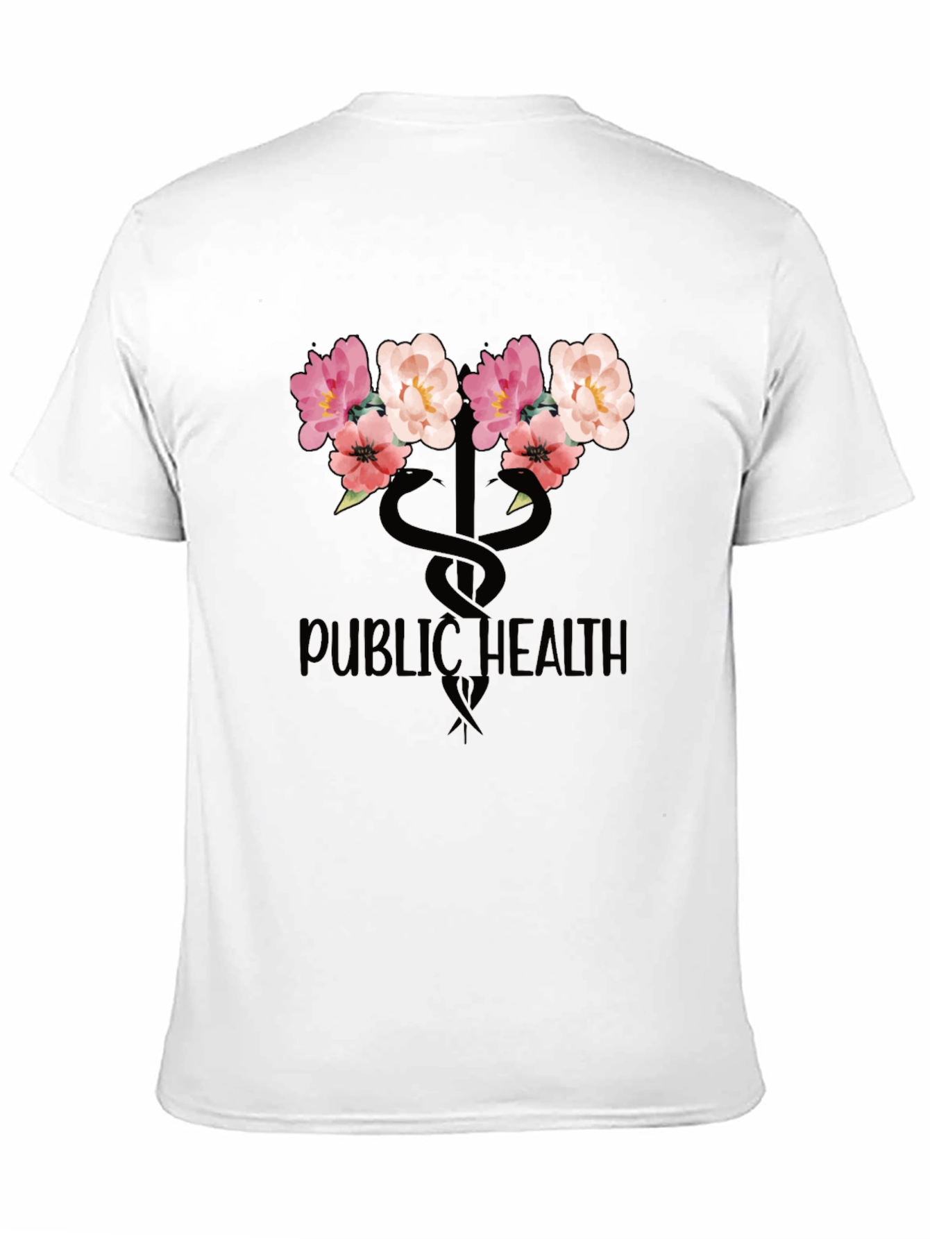 Floral Public Health T-Shirt - Black