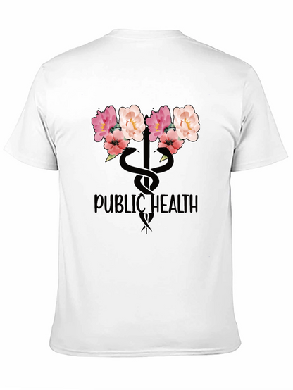 Floral Public Health T-Shirt - Black