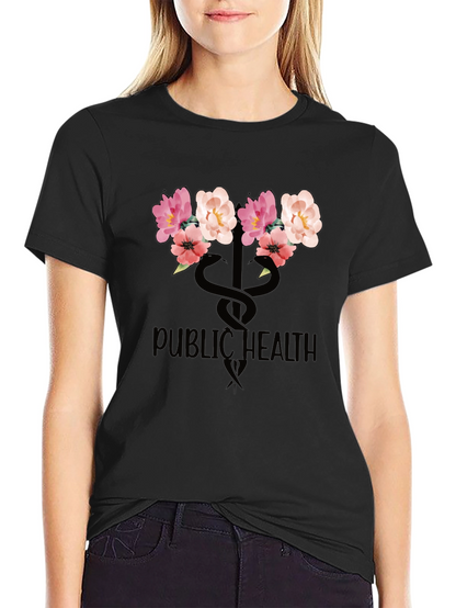 Floral Public Health T-Shirt - Black