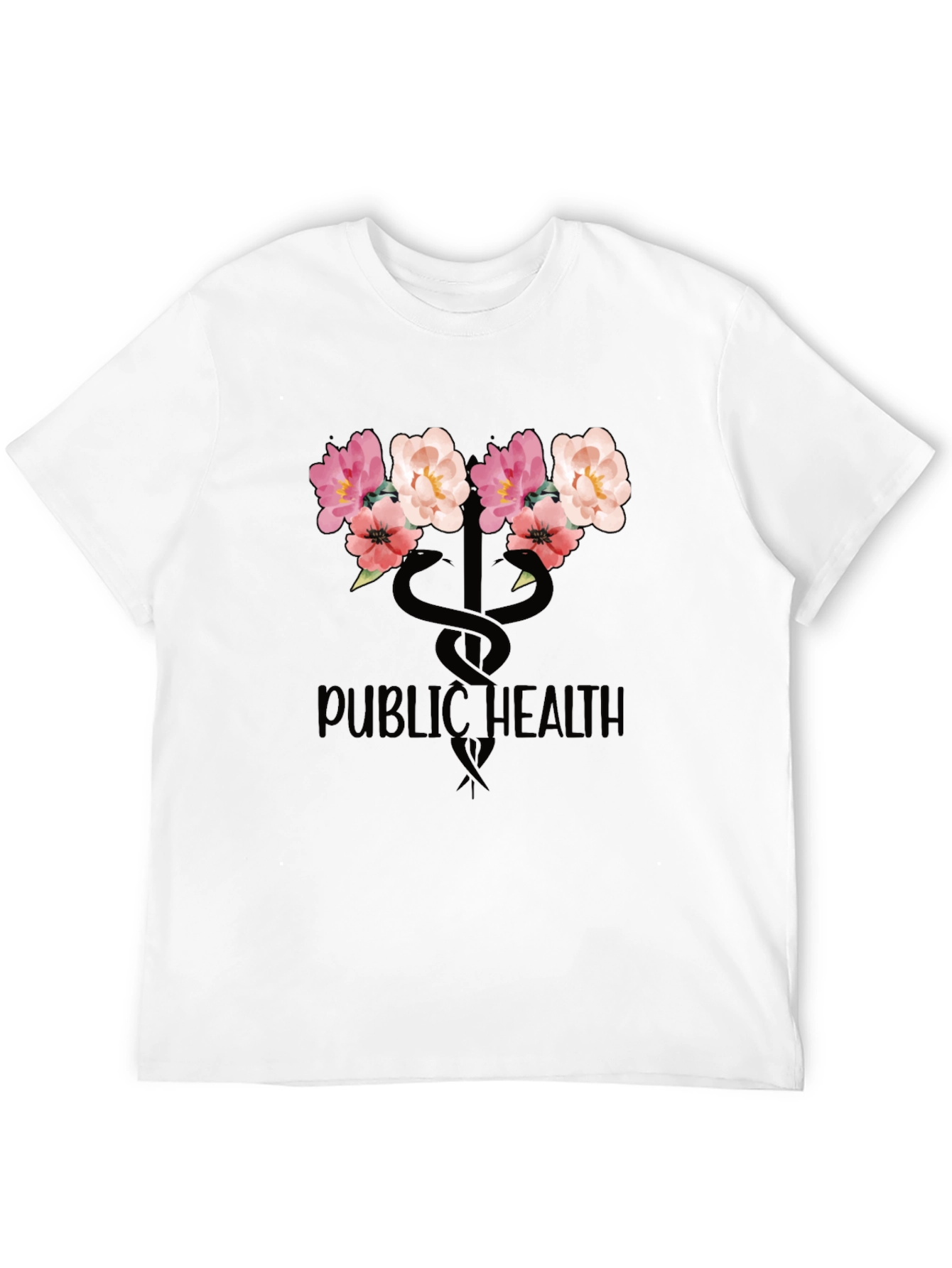 Floral Public Health T-Shirt - Black