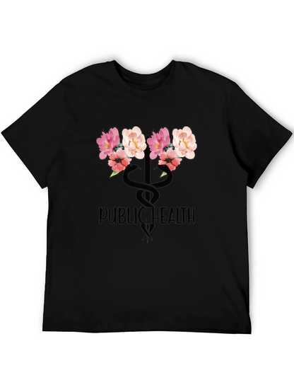 Floral Public Health T-Shirt - Black