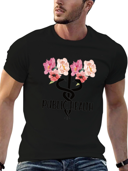 Floral Public Health T-Shirt - Black