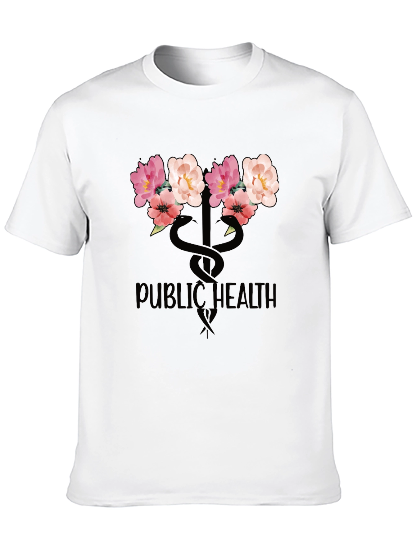Floral Public Health T-Shirt - Black