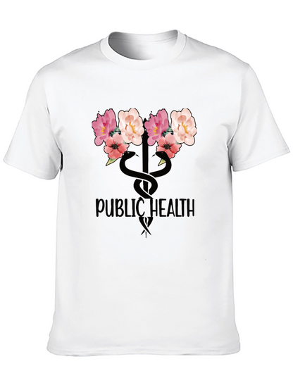 Floral Public Health T-Shirt - Black